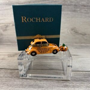 Rochard Limoges Halloween Car Trinket Box w Pumpkin Hand Painted France Rare